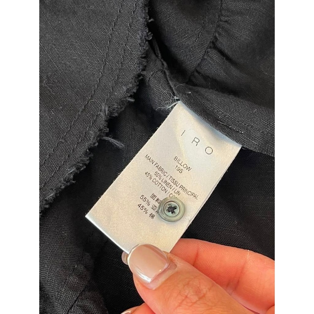 IRO Billow 19S Black Linen Cotton Ruffle Tiered Mini Dress V-Neck Sleeveless S - Picture 6 of 6